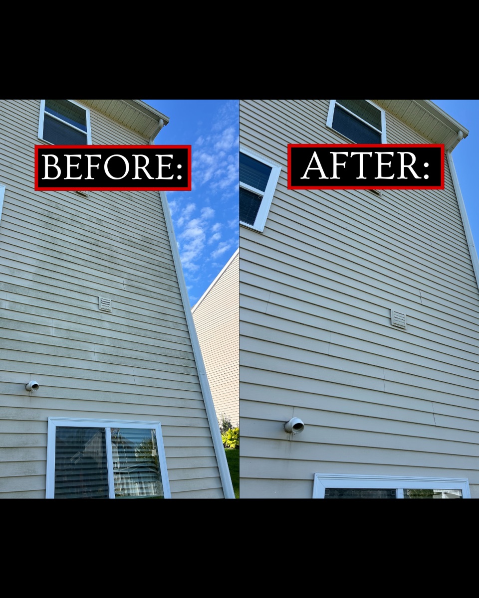 Soft-wash siding — before and after