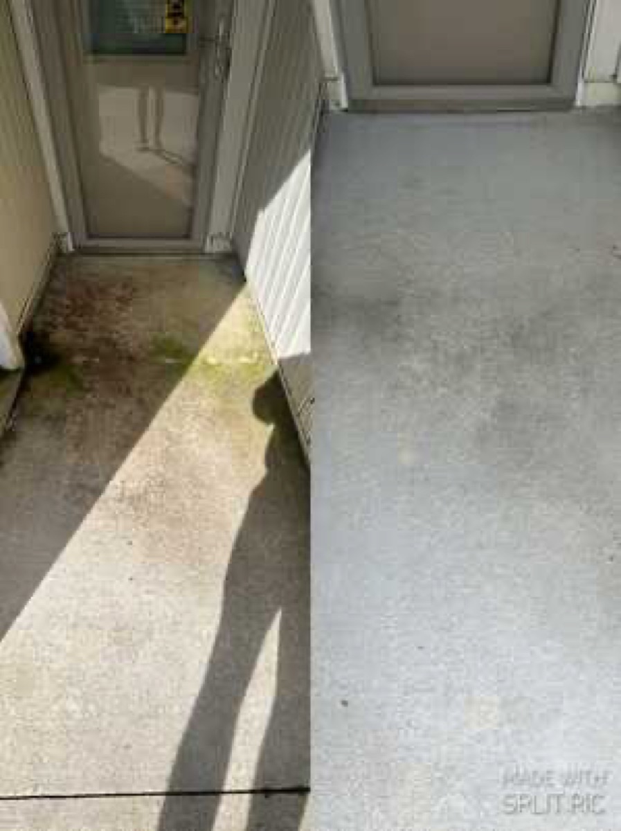 Concrete entry pad — before and after