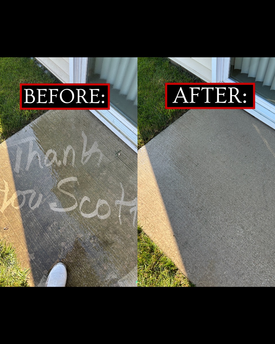 Concrete walkway — before and after