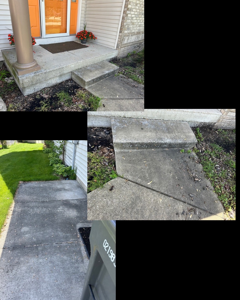 Entry pad + walkway — before and after